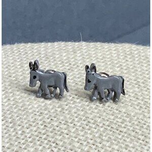 Tiny Donkey Stud Earrings 0.5 In Gray Enamel Cute Democrat Democratic Political
